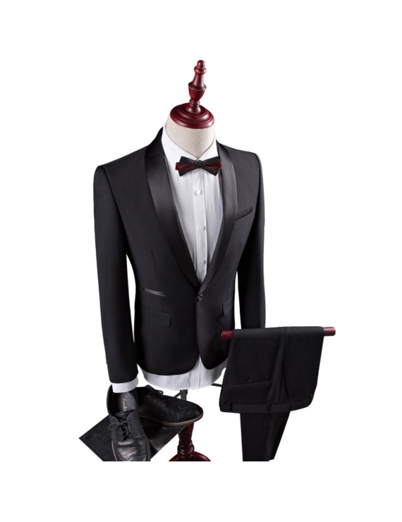 Mens Suits Wedding Bridegroom Classical Suits Formal Business Outfit Shawl Collar One Button Blazer 2Pieces Jacket Pants