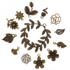 Mixed Silver Antique Bronze Handmade Charms Tree Flower Leaves Charm Pendants for DIY Jewelry Making Accessaries (100 Gram)