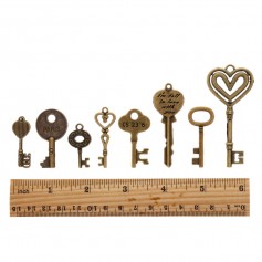 100 Pcs Antique Bronze Assorted Key Theme Charms Pendants Set for DIY Necklace Jewelry Handmade Making Accessaries