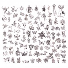 100 Pcs/Set Lots Tibetan Silver Mixed Styles Animals Charm Pendants DIY Jewelry for Necklace Bracelet Craft Findings