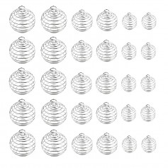 30 Pieces Silver Plated Spiral Bead Cages Pendants for Jewelry Craft Findings Making 3 Sizes