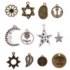 100 Pcs/Set Lots Tibetan Silver Bronze Mixed Styles Charms Pendants DIY Jewelry for Necklace Bracelet Making Accessaries