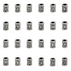 24 Pcs/Set Norse Viking Runes Charms Beads Findings Pendants For DIY Necklace Bracelet Hair Jewelry