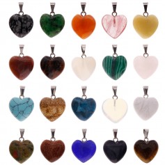 20 Pcs Heart and Waterdrop Stone Pendants Assorted Color Chakra Beads Crystal Charms for Jewelry Making