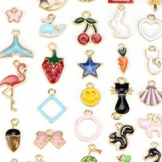 30 Pcs/Set Lots Enamel Cute Styles Charm Pendants DIY Jewelry for Necklace Bracelet Craft Findings Making