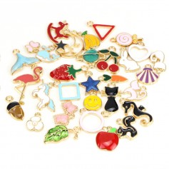 30 Pcs/Set Lots Enamel Cute Styles Charm Pendants DIY Jewelry for Necklace Bracelet Craft Findings Making