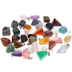 36 Pieces Irregular Healing Stone Beads Pendants Quartz Crystal Stone Charms for Necklace Jewelry Making Assorted Color