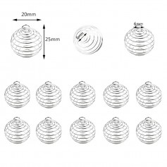 10 Pieces Silver Plated Spiral Bead Cages Pendants for Jewelry Craft Findings Making 15x20mm