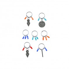 7 Pcs Coin Colorful Beads Pendant Charms Rings Set Hair Clip Headband Accessories for Pierced Braid