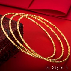 1 Pc Women's Luxury Dubai Gold Bangle 2mm Thin Bracelet Fashion Caved Jewelry GIft