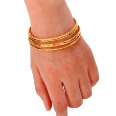 1 Pc Women's Luxury Dubai Gold Bangle 2mm Thin Bracelet Fashion Caved Jewelry GIft
