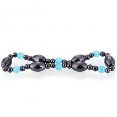 Biomagnetism Nature Magnetic Therapy Black Stone Blue Cat Eye Bracelet Handmade Health Care Weight Loss Bracelet