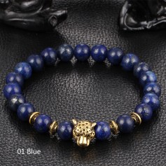 Black Lava Natural Stone Gold Color Lion strand Bracelet Femme Ethnic handmade Beads Bracelets Turkish Men Jewelry