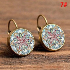 Elegant Round Ear Stud Vintage Crystal Glass Flower Hoop Earrings Women Lady Girls Boho Jewelry