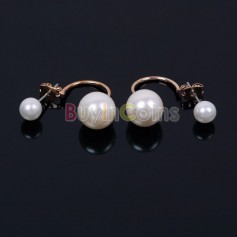 1/2Pairs Charm Elegant Pearl Golden Earring Ear Studs For Woman Lady Gold Silver