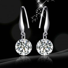 Fashion 925 Sterling Silver Women Crystal Rhinestone Ear Stud Earring Jewelry