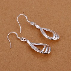 Fashion Women 925 Sterling Silver Plated Hollow Teardrop Hook Earrings Jewelry