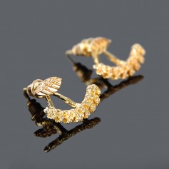 1 Pair Women Cute Gold Silver Leaf Ear Stud Front & Back Earrings Jewelry Gift