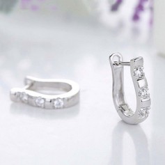 Fashion Women Silver Plated Crystal Hoop Earrings Gemstones Ear Stud Jewellery
