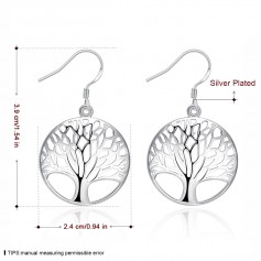 Women 925 Sterling Silver Plated Tree of Life Drop Dangle Earrings Jewelry Gift