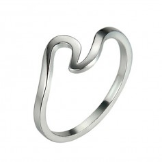 New Sterling Silver Simple Dainty Thin Wave Ring Women Girl's Fashion Jewelry