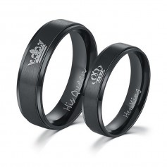 Silver Black His Queen And Her King Couple Rings For Lovers Wedding Ring Stainless Steel Jewelry