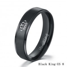 Silver Black His Queen And Her King Couple Rings For Lovers Wedding Ring Stainless Steel Jewelry