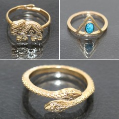 8Pcs/Set Bohemian Sliver Plated Knuckle Turquoise Elephant Snake Open Midi Ring