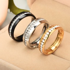 Gold Color Stainless Steel Zircon Couple Ring Women's Ring Men's Ring Size 6-13