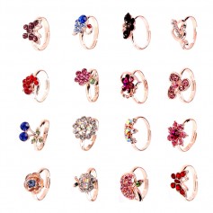 20Pcs Wholesale Mix Lots Cute Crystal Children Kids Gold Plated Adjustable Rings Color Random