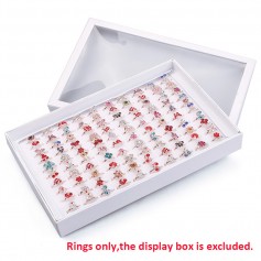 20Pcs Wholesale Mix Lots Cute Crystal Children Kids Gold Plated Adjustable Rings Color Random