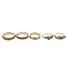 11 Pcs/Set Bohemian Knuckle Ring Carved Diamond Moon Flower Midi Ring Jewelry