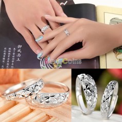 Hot Unique Women Man Couple Silver Plated Star Open Elastic Ring Wedding Jewelry