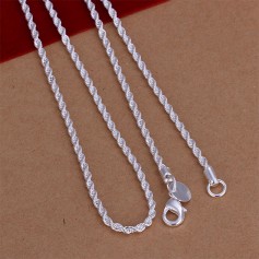 Unisex 925 Sterling Silver Plated Twisted Rope Chain Necklace Classic Jewelry