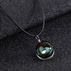 Super Hot Dreamy Crystal Ball Star Short Glass Galaxy Pattern Pendant Wish Balls Necklace Jewelry The Earth Necklaces