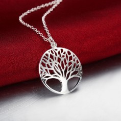 New 925 Sterling Silver Plated Tree of Life Charm Pendant Chain Necklace Jewelry Gift