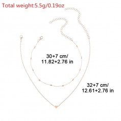 2017 Fashion Heart Love Double Layer Choker Necklace Gold Silver Beads Chain Women's Charming Jewelry Gift