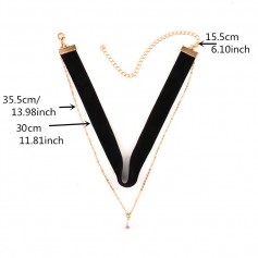 New Velvet Gold Chain Pearl Pendant Choker Collar Necklace Retro Gothic Jewelry