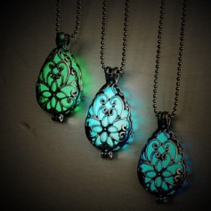 Hollow Waterdrop Pendant Necklace Luminous Glow In The Dark Locket Jewelry