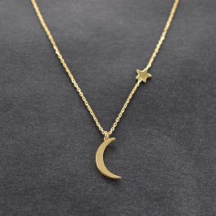 Simple Metal Moon Star Choker Necklace Gold Silver Chain Women Jewelry Accessories Gift