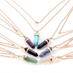 2017 Crystal Opals Natural Stone Quartz Pendants Necklace Double Layer Choker Jewelry