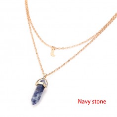 2017 Crystal Opals Natural Stone Quartz Pendants Necklace Double Layer Choker Jewelry
