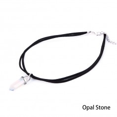 Black Velvet Choker Natural Crystal Opal Gem Stone Turquoise Pendant Chain Necklace Gothic Jewelry