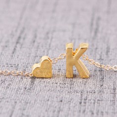 New Fasion A-Z 26 Letters with Love Heart Pendants Choker Necklaces for Lovers Gift