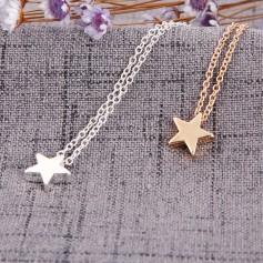 2017 New Women Star Pentagram Choker Necklace Silver Gold Plated Collar Chain Charming Jewelry Gift