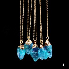 1pc Agate Natural Crystal Gemstone Quartz Healing Point Chakra Pendant Necklace