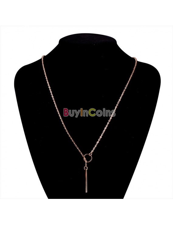 Women Trendy Gold Y Shaped Ring Style Choker Alloy Statement Jewelry Necklace