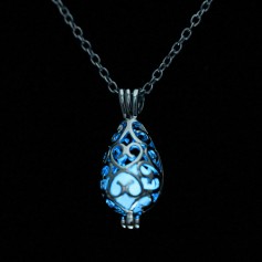 Steampunk Fairy Water Drop Glow in the Dark Necklace Jewelry Pendant Chain