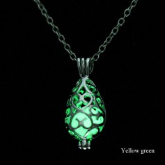 Steampunk Fairy Water Drop Glow in the Dark Necklace Jewelry Pendant Chain