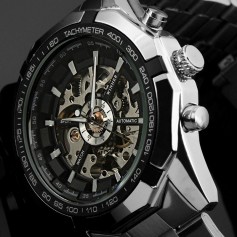 WINNER Brand Men Luminous Automatic Mechanical Business Watch Stainless Stain Skeleton Military Wristwatch